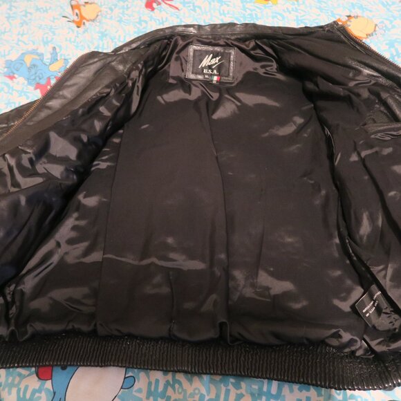 VTG 90s Max USA Leather Jacket Patterned Indian Head Cherokee Native American XL - Picture 6 of 9